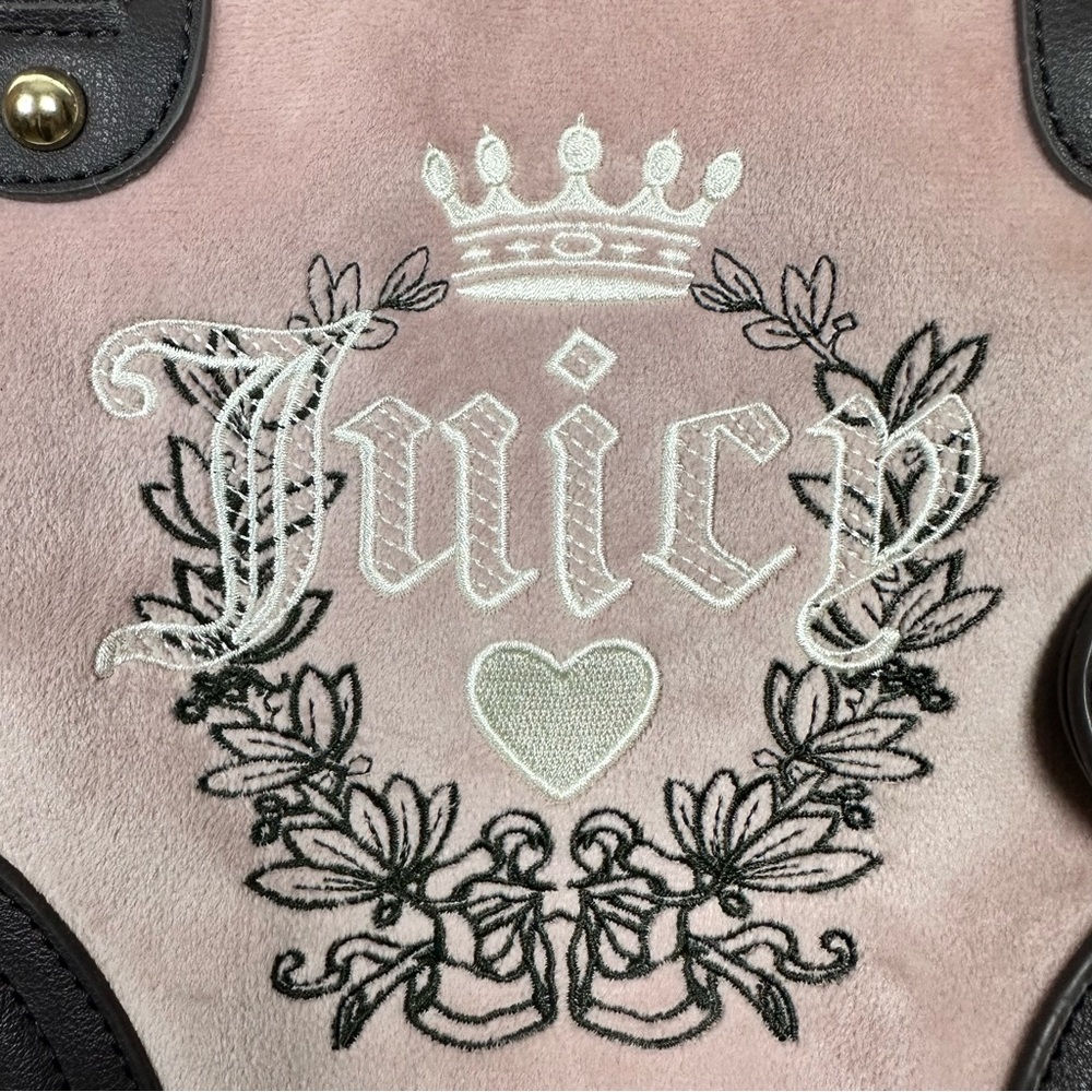 JUICY COUTURE Vintage Heritage White Heart Velour Satchel - Picture 5 of 13